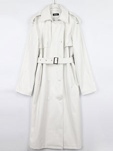 Extra Long Oversized Faux Leather Trench Coat