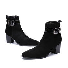 Italian Steel Pointed Toe Western Styles Double Buckle Strap Boots