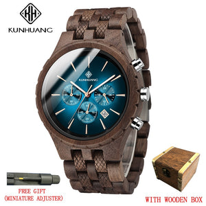 Wooden Multifunction Dial Luminous Watch