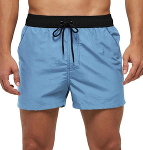 Two-tone Drawstring Closed Swimming Trunks