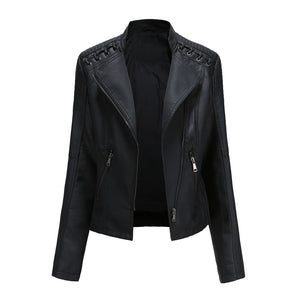 Faux Leather Slim Fit Coat