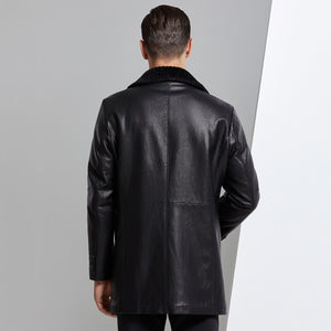 Fur Integrated Leather Mid-length Jacket