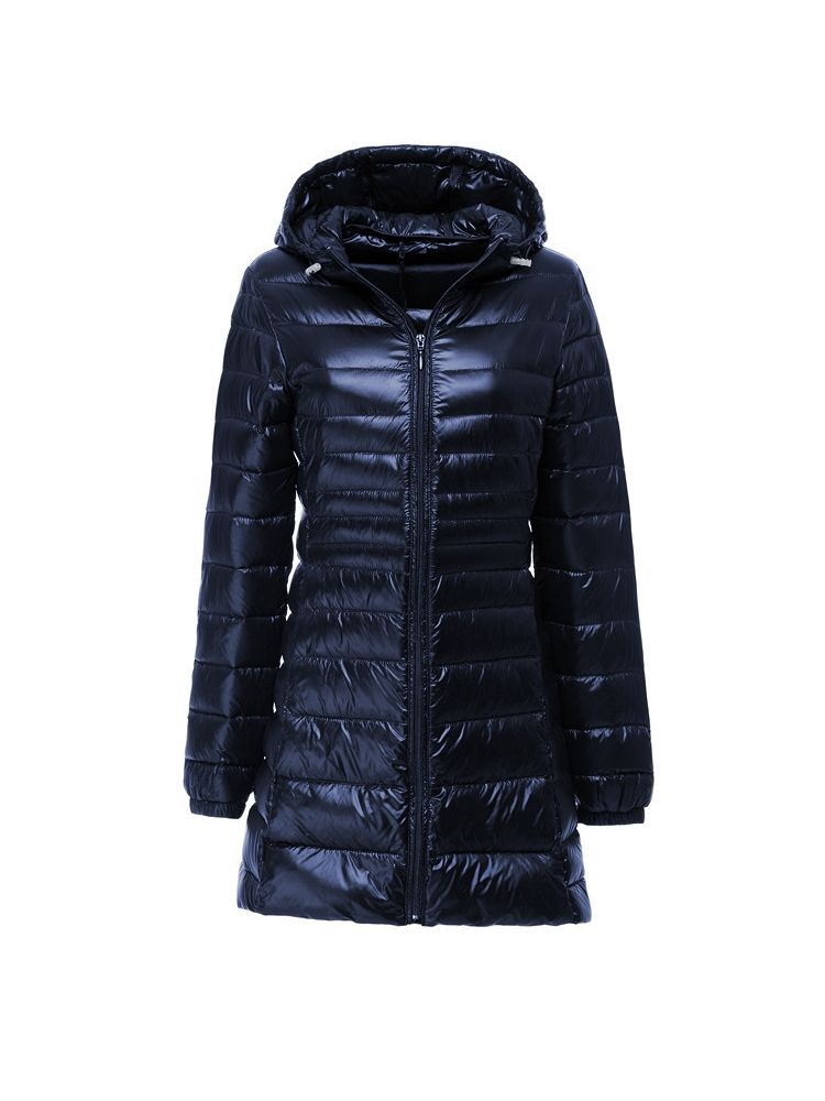 Long Ultra Light Down Jacket With Hood