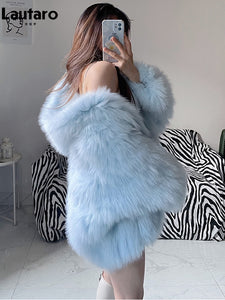 Shaggy Hairy Thick Warm Soft Colored Faux Fur Jacket