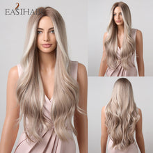 Blonde Platinum Long Wavy Middle Part Natural Heat Resistant Synthetic Wig