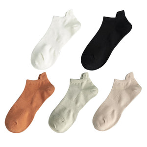 5 Pairs/set Cotton Soft Breathable Solid Colorful Crew Sock