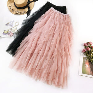 Boho Long High Waist Ruffles Women Beach Skirts