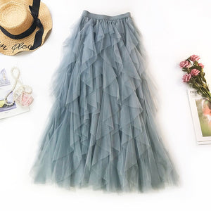 Boho Long High Waist Ruffles Women Beach Skirts