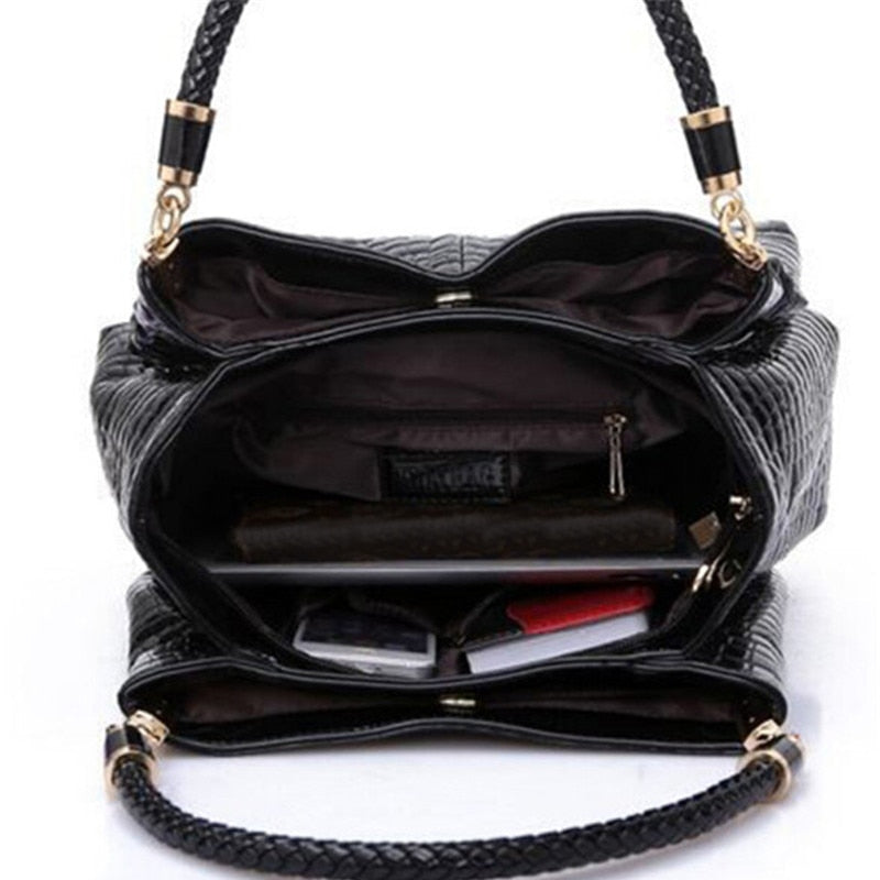 Designer Crocodile Print Two-strap Purse