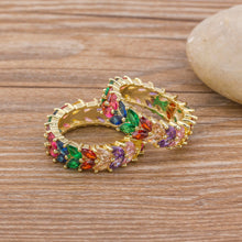 Colorful Rainbow Cubic Zirconia Gold Ring