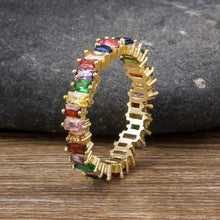 Colorful Rainbow Cubic Zirconia Gold Ring