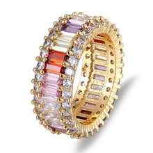 Colorful Rainbow Cubic Zirconia Gold Ring