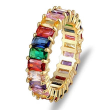 Colorful Rainbow Cubic Zirconia Gold Ring