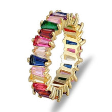 Colorful Rainbow Cubic Zirconia Gold Ring