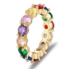 Colorful Rainbow Cubic Zirconia Gold Ring