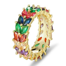 Colorful Rainbow Cubic Zirconia Gold Ring