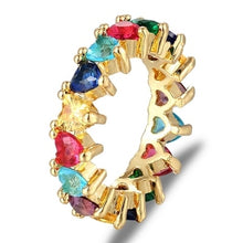 Colorful Rainbow Cubic Zirconia Gold Ring