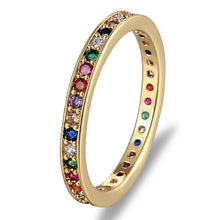 Colorful Rainbow Cubic Zirconia Gold Ring