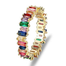 Colorful Rainbow Cubic Zirconia Gold Ring