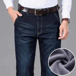 Classic Style Winter Warm Business Jeans