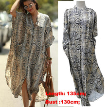 Beach Print Snake Skin Swimsuit Long Cover Up