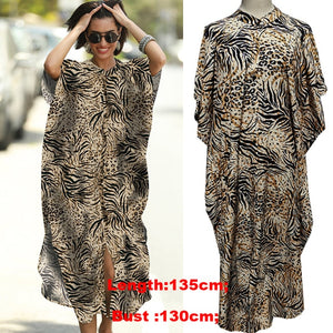 Beach Print Snake Skin Swimsuit Long Cover Up