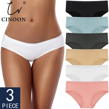 3PCS/Set Cotton Solid Color Low-Rise Panties