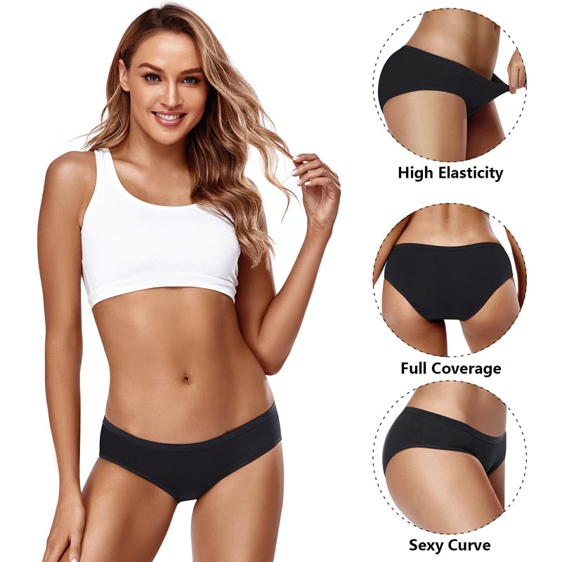 3PCS/Set Cotton Solid Color Low-Rise Panties