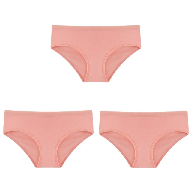 3PCS/Set Cotton Solid Color Low-Rise Panties