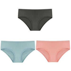 3PCS/Set Cotton Solid Color Low-Rise Panties