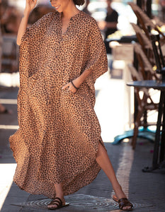 Beach Print Snake Skin Swimsuit Long Cover Up