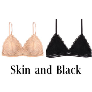 French Style Triangle Cup Deep V Wireless Soft Thin Seamless Bra