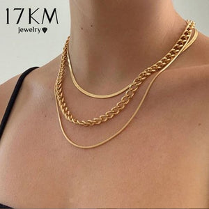 17KM Multi-layered Snake Chain Necklace