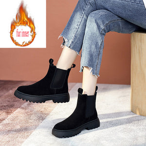 Chunky Suede  Ankle Boots