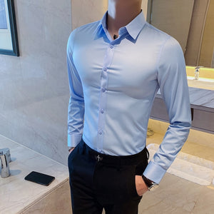 British Style Long Sleeve Business Slim Fit Dress Shirt