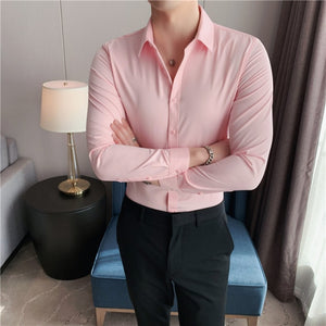 British Style Long Sleeve Business Slim Fit Dress Shirt