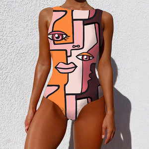 Colorful Print One Piece Bathing Suit