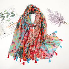 Color Blocked Tassel Viscose Shawl Scarf